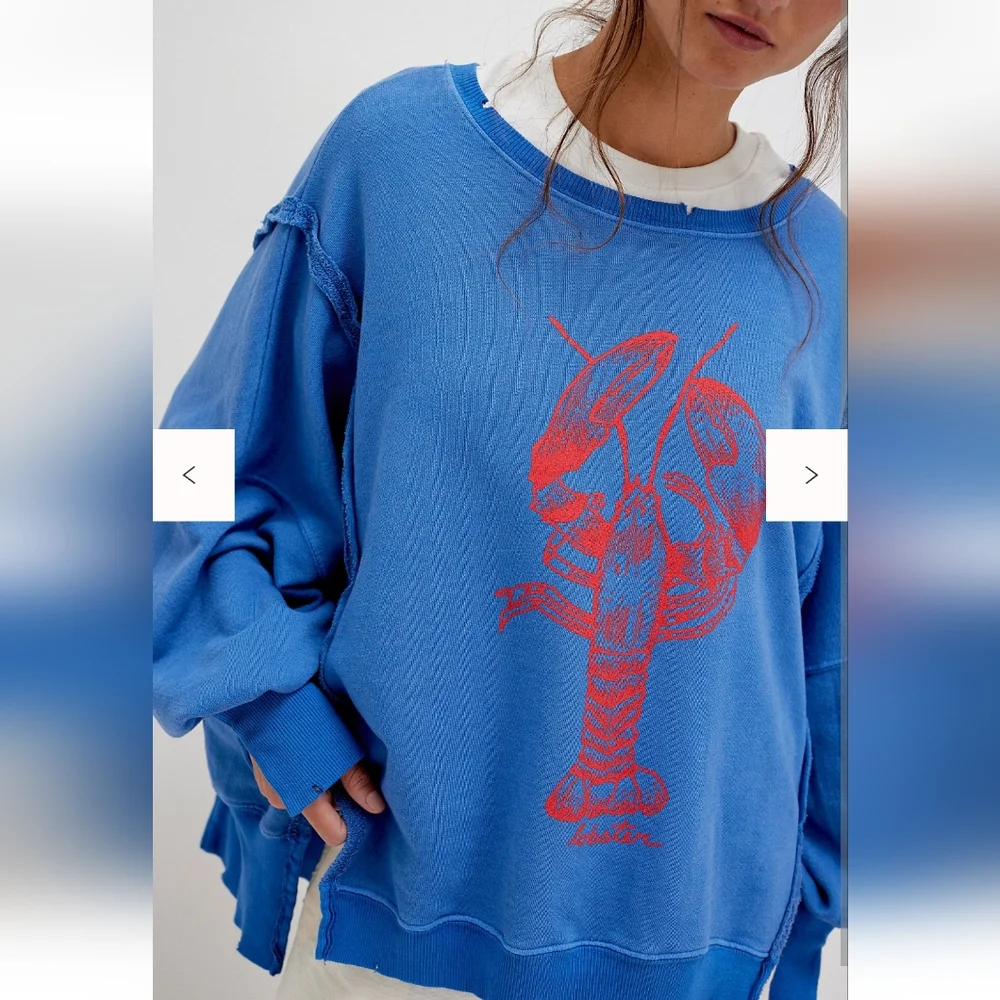 We The Free Blue Sweatshirt with Red Lobster Graphic - Picture 4 of 4